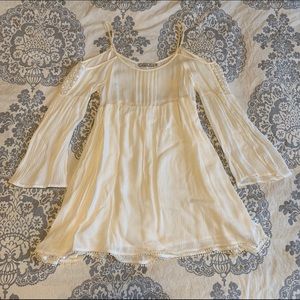 Cream colored off-the-shoulder Boho dress